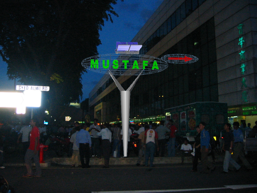 Night view of Mustafa Center Singapore,signage using solar energy and ...
